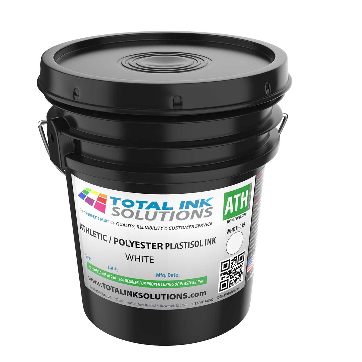 Athletic 100% Polyester Plastisol Ink - White - 5 Gallon