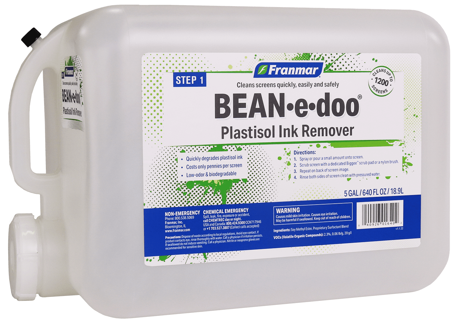 Franmar® Plastisol Ink Remover  (Bean-E-Doo)