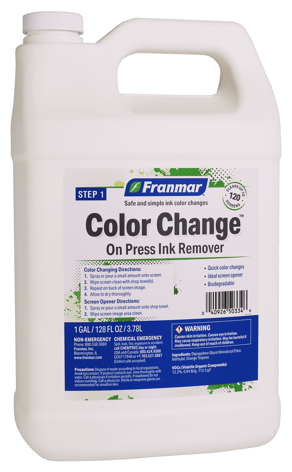 Franmar® On-Press Color Change Ink Remover