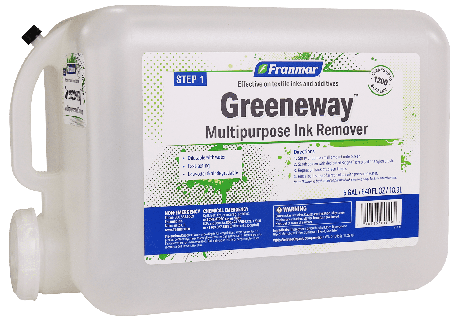 Franmar® Greeneway Multipurpose Ink Remover – Safe & Effective Cleaning for All Textile Inks