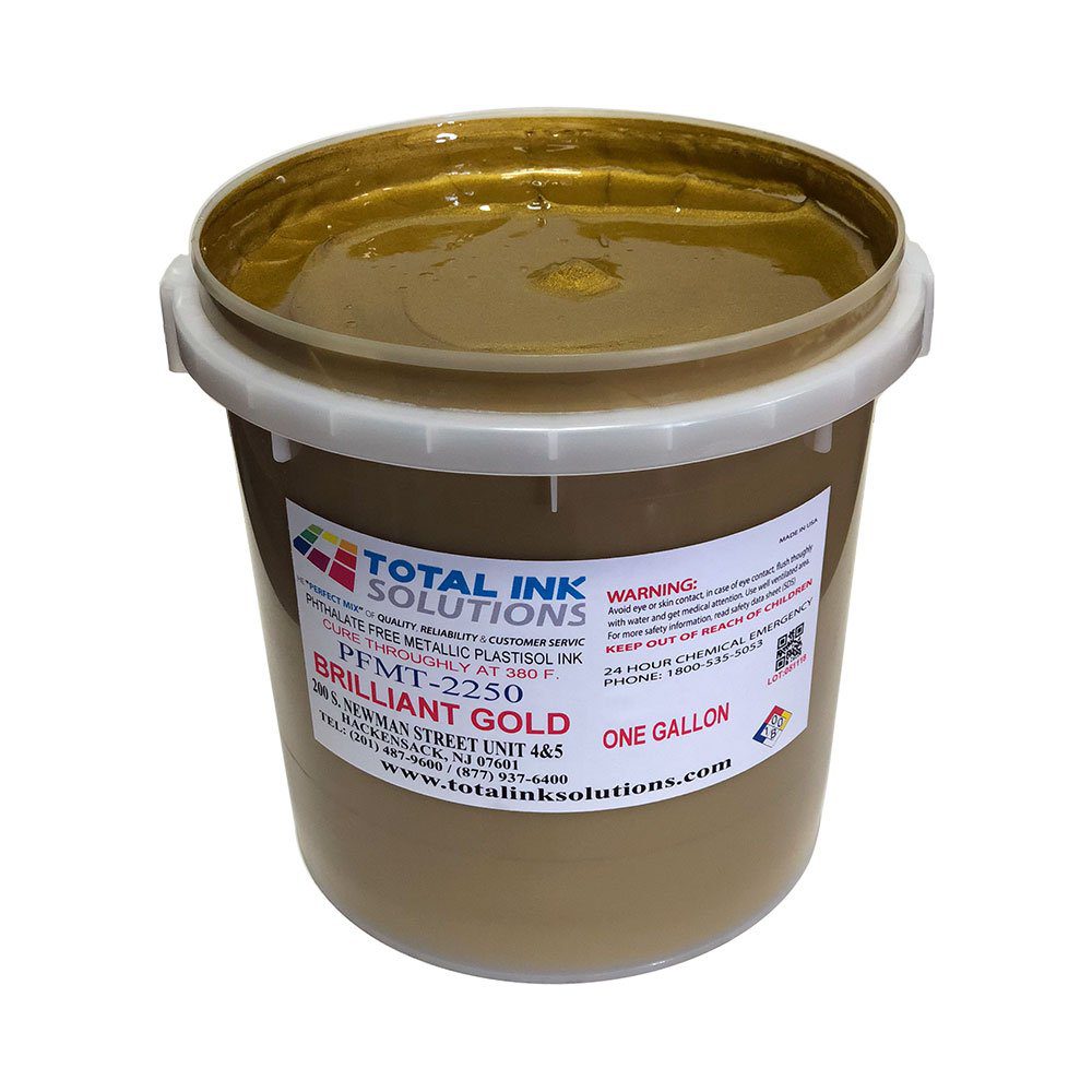 Total Ink Solutions® Metallic Brilliant Bright Gold Plastisol Ink – Vibrant Shine & High Opacity