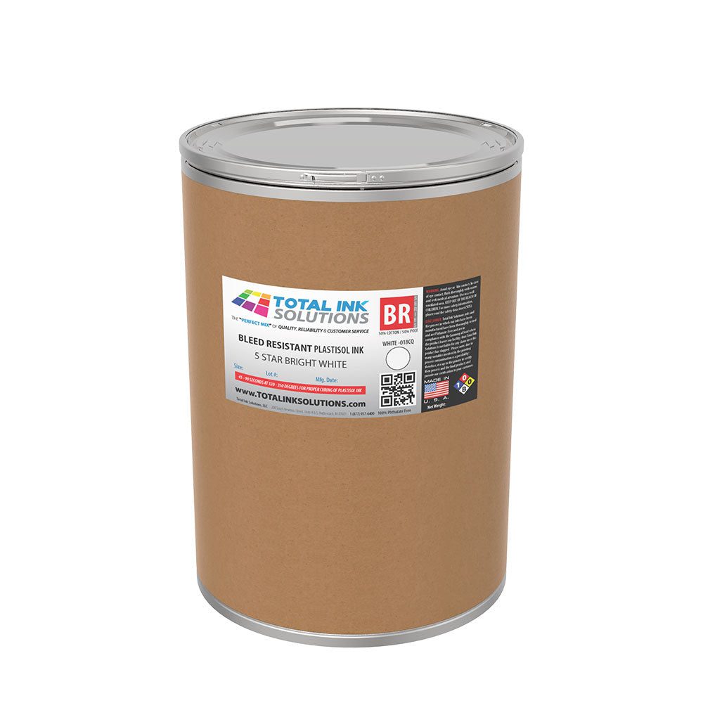 Bleed Resistant 5-Star Bright White CQ Plastisol Ink - 50/50 Blends