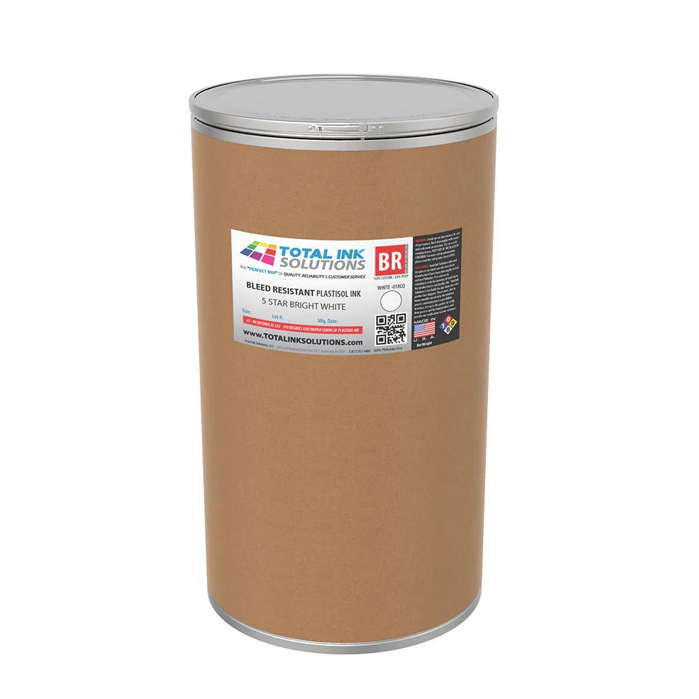 Bleed Resistant 5-Star Bright White CQ Plastisol Ink - 50/50 Blends