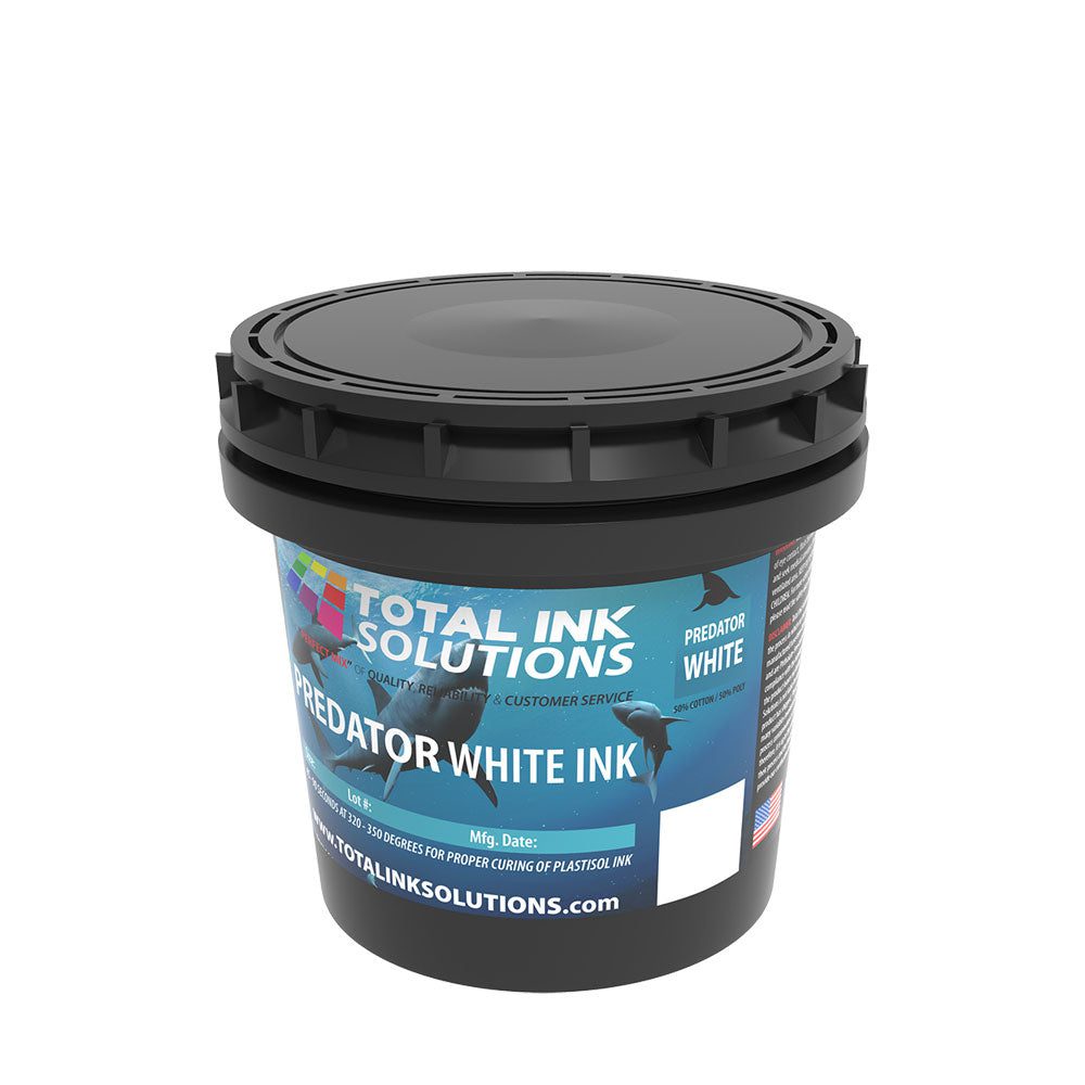 Total Ink Solutions® White Predator Plastisol Ink Series – High-Performance Ink for 100% Cotton (Pint)