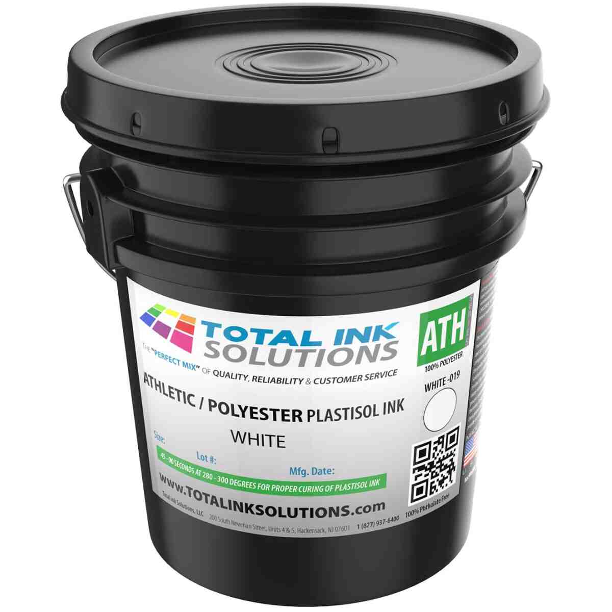 Athletic 100% Polyester Plastisol Ink - White - 5 Gallon TOTAL INK SOLUTIONS®
