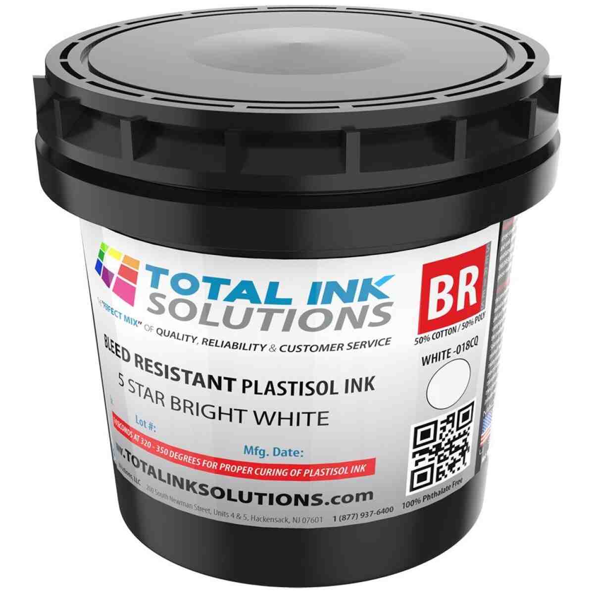 Bleed Resistant Plastisol Ink - 5 Star Bright White - Quart TOTAL INK SOLUTIONS®