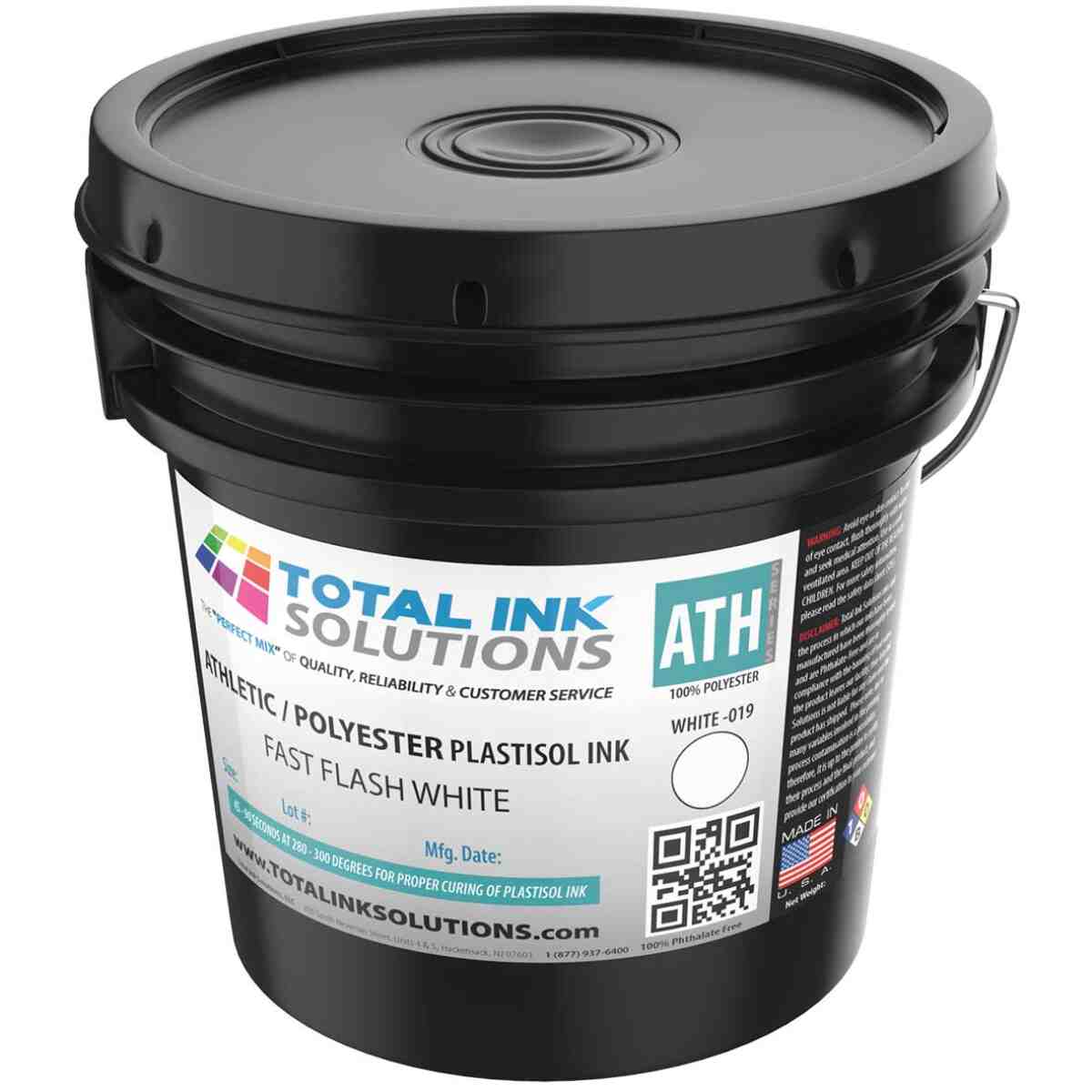 Fast Flash Athletic 100% Polyester Plastisol Ink - White - Gallon TOTAL INK SOLUTIONS®