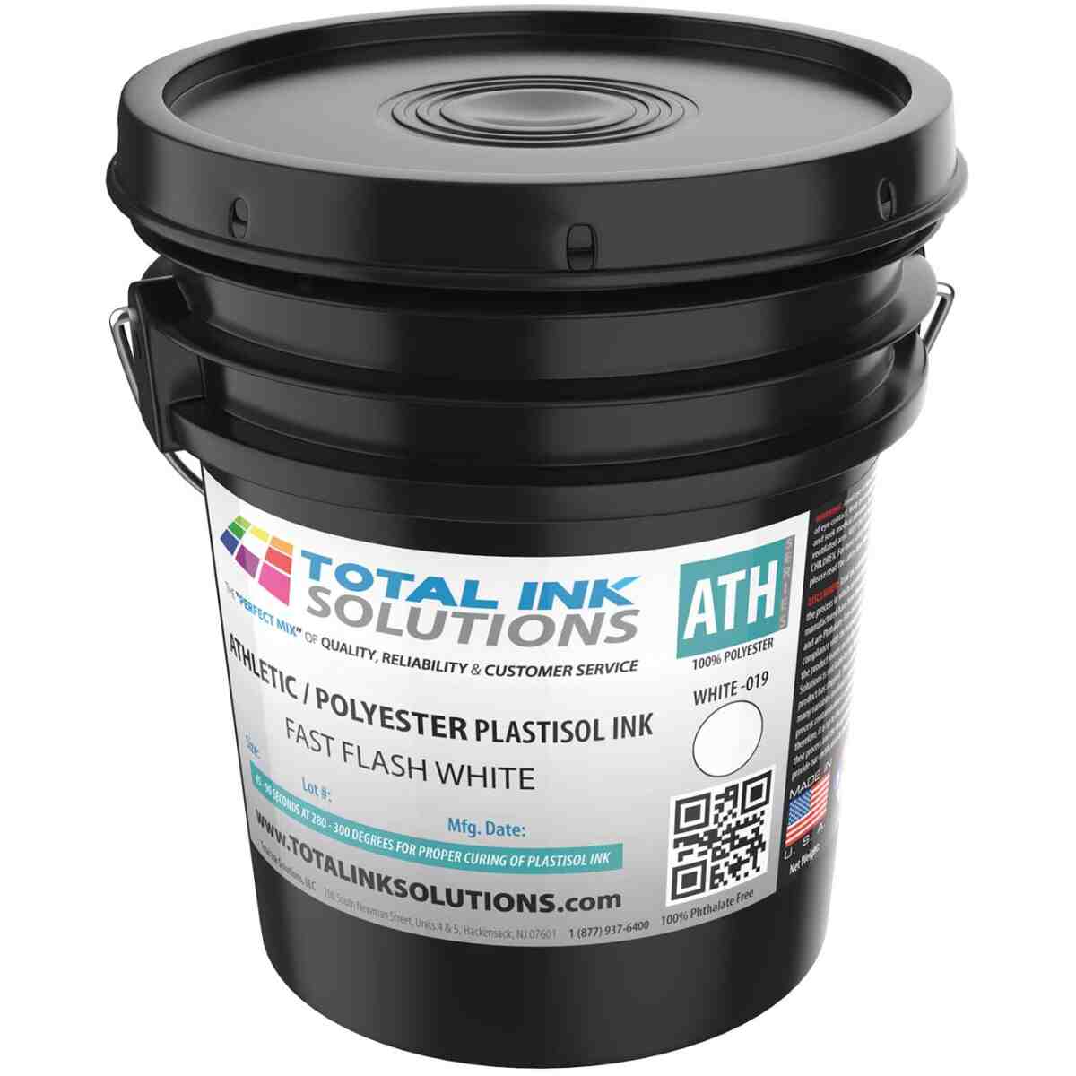 Fast Flash Athletic 100% Polyester Plastisol Ink - White - 5 Gallon TOTAL INK SOLUTIONS®
