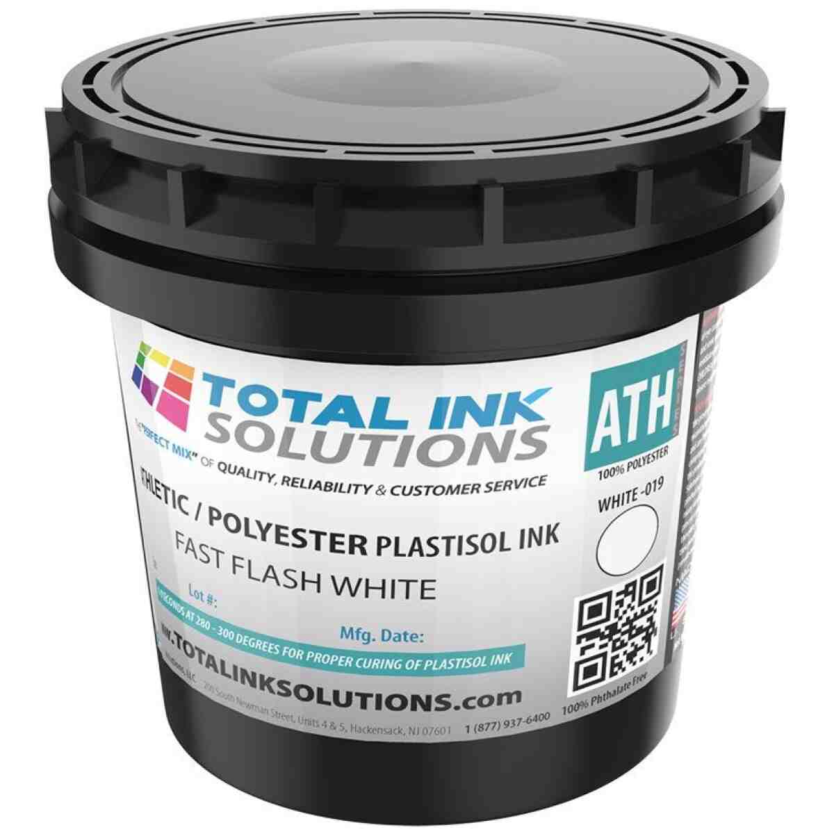 Fast Flash Athletic 100% Polyester Plastisol Ink - White - Pint TOTAL INK SOLUTIONS®