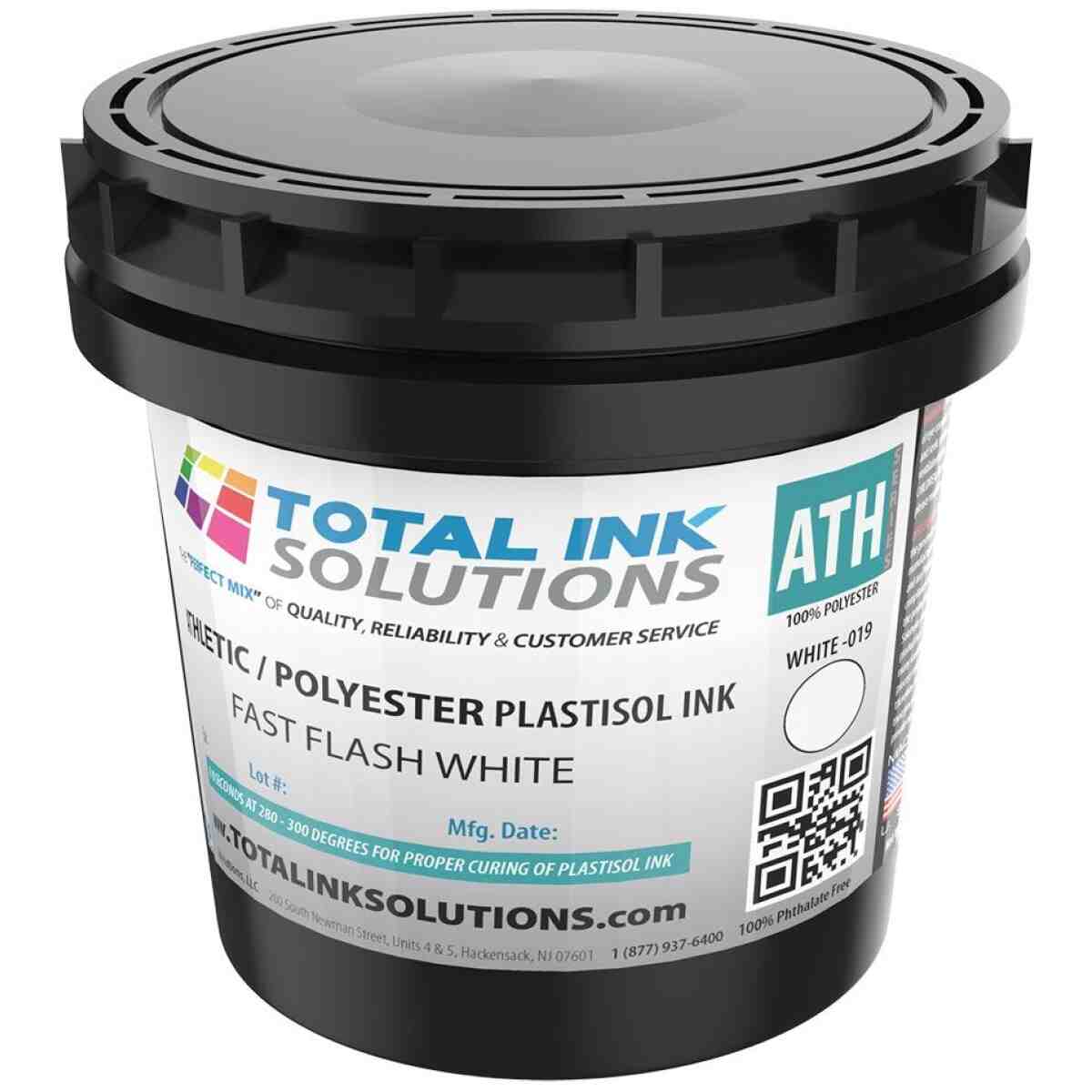 Fast Flash Athletic 100% Polyester Plastisol Ink - White - Quart TOTAL INK SOLUTIONS®