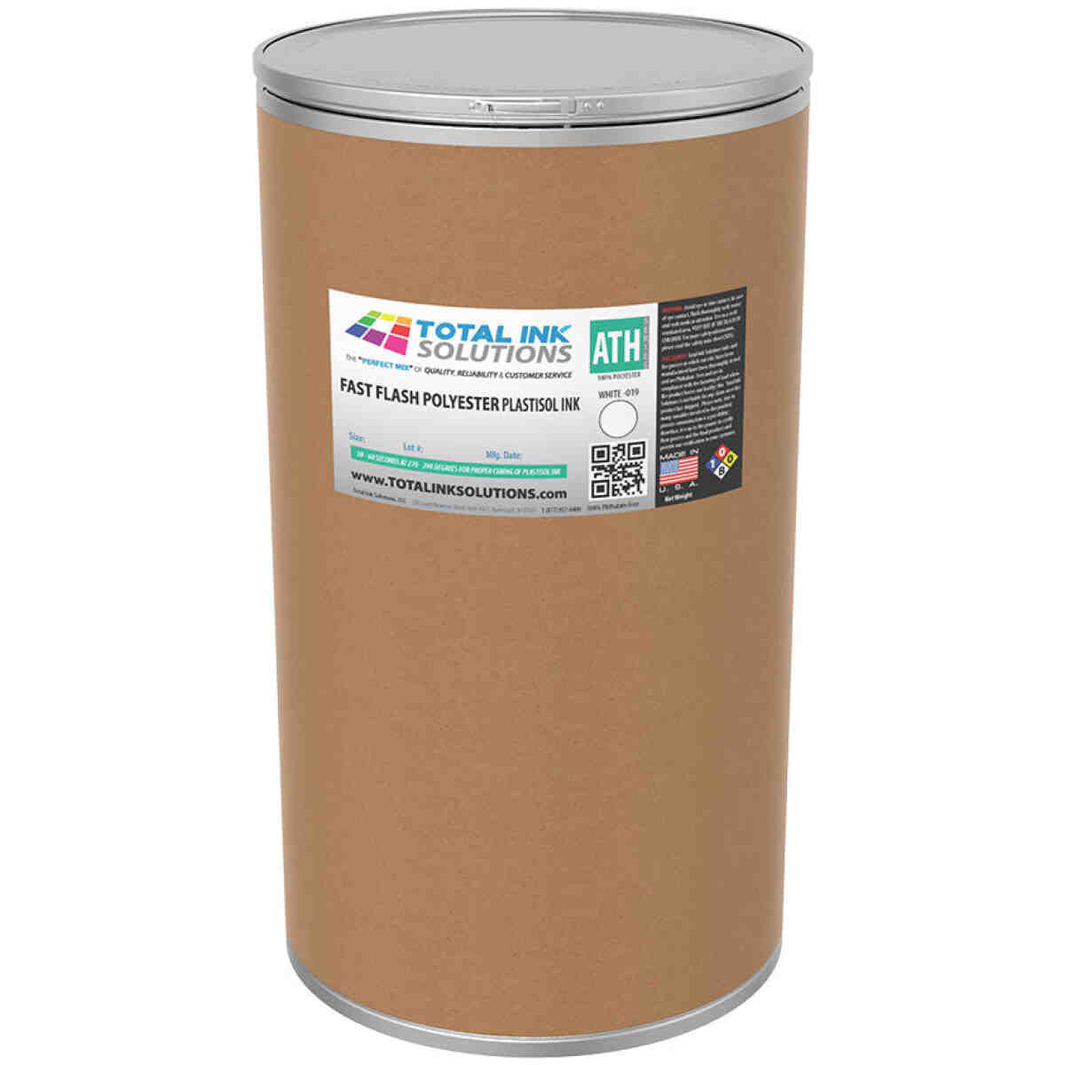 Fast Flash Athletic 100% Polyester Plastisol Ink - White - 55 Gallons TOTAL INK SOLUTIONS®